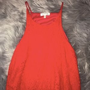 Red lace high neck tank
